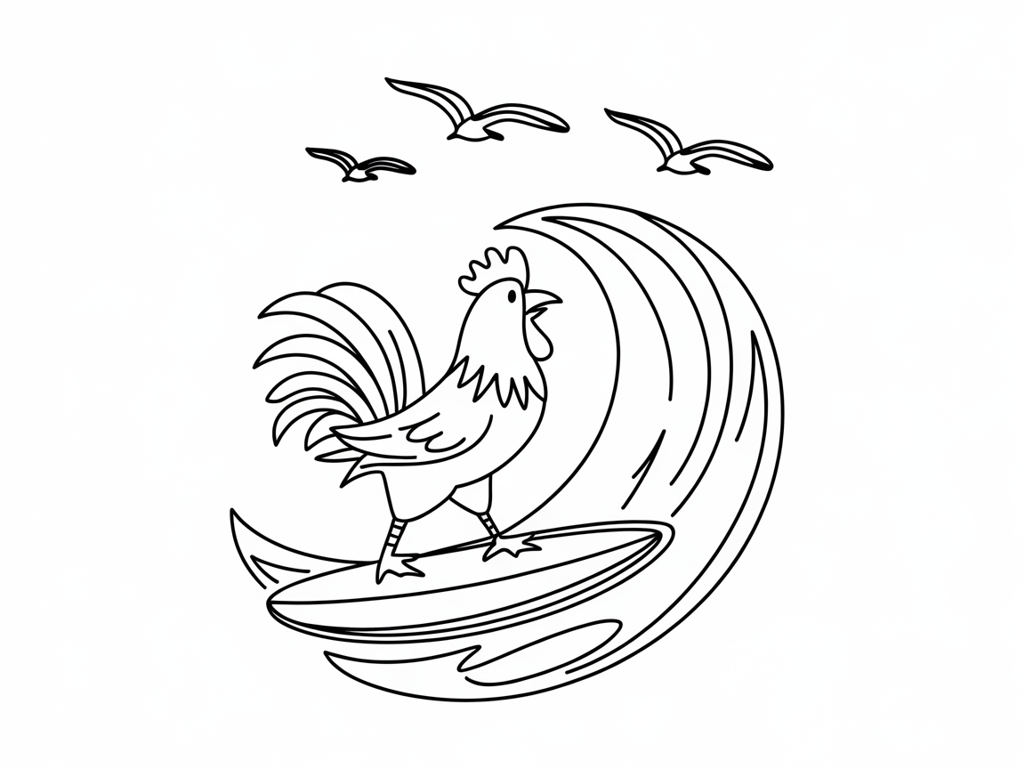 Catch This Surfer Rooster Riding the Waves