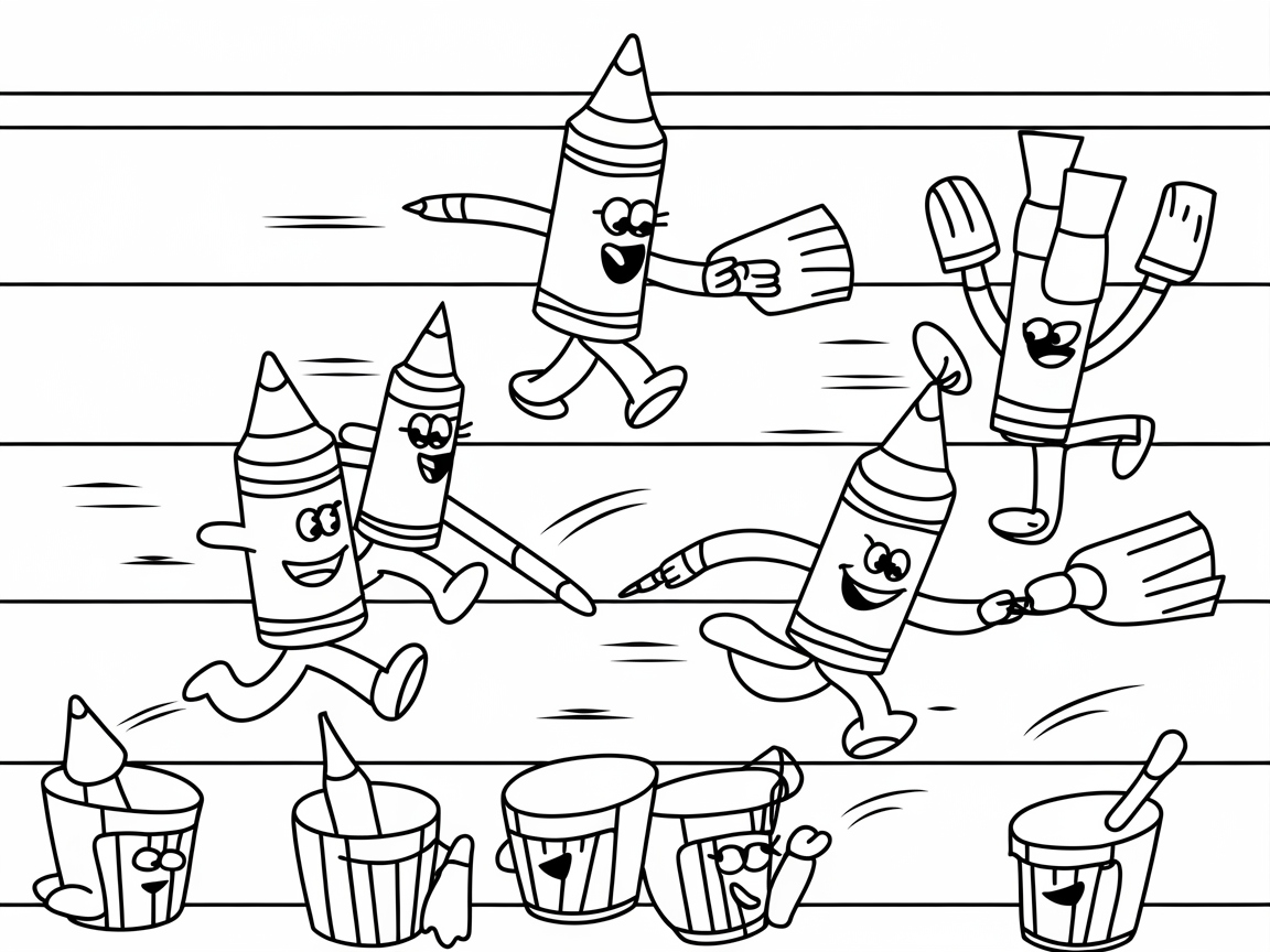 Join the Lively Paint Play with Dancing Crayons