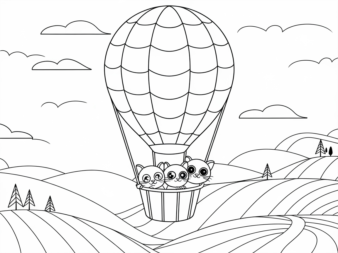Kittens Soaring in a Hot Air Balloon Adventure