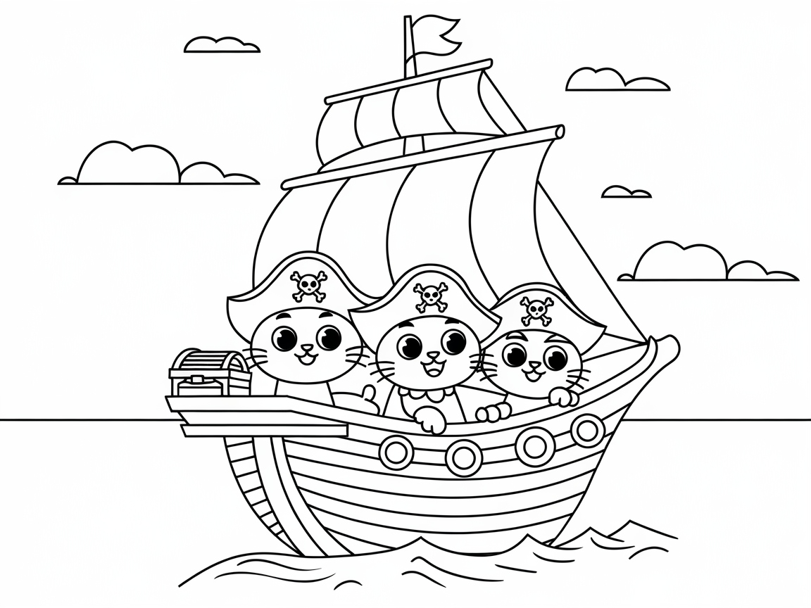 Pirate Kittens Sailing the High Seas