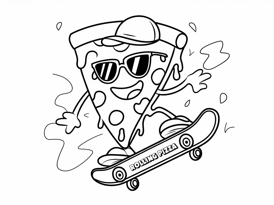 Skateboarding Pizza Slice for a Fun Adventure
