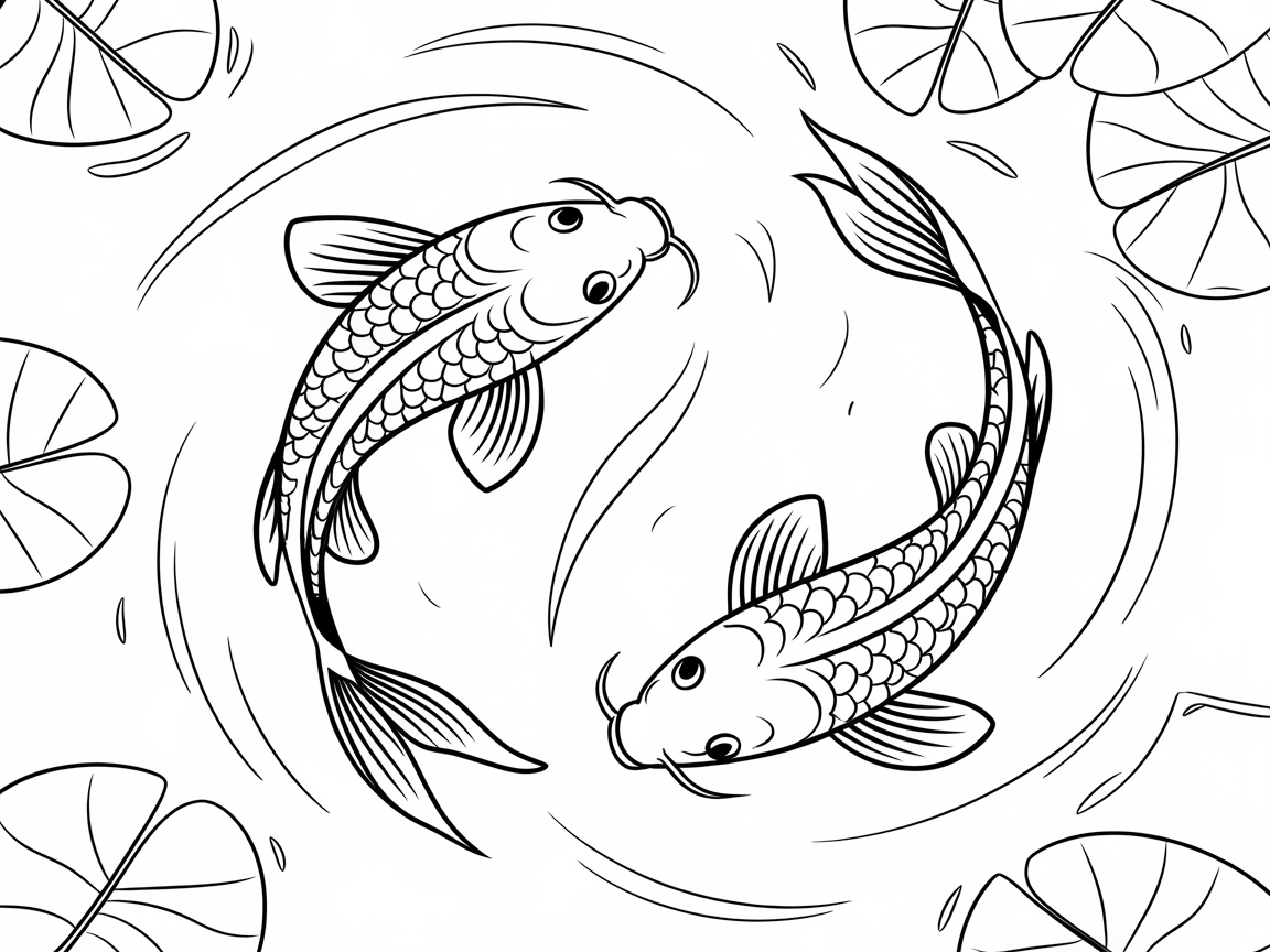 Color These Elegant Koi Fish in Motion