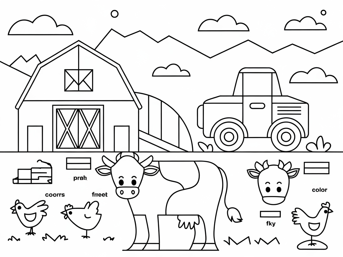 Farmyard Fun With This Color by Word Page