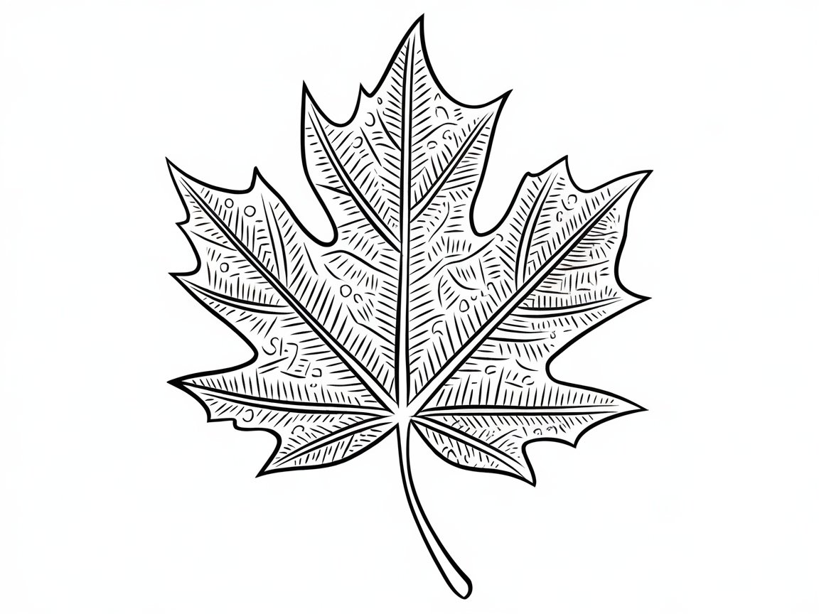 Explore the Textured Maple Leaf Coloring Page