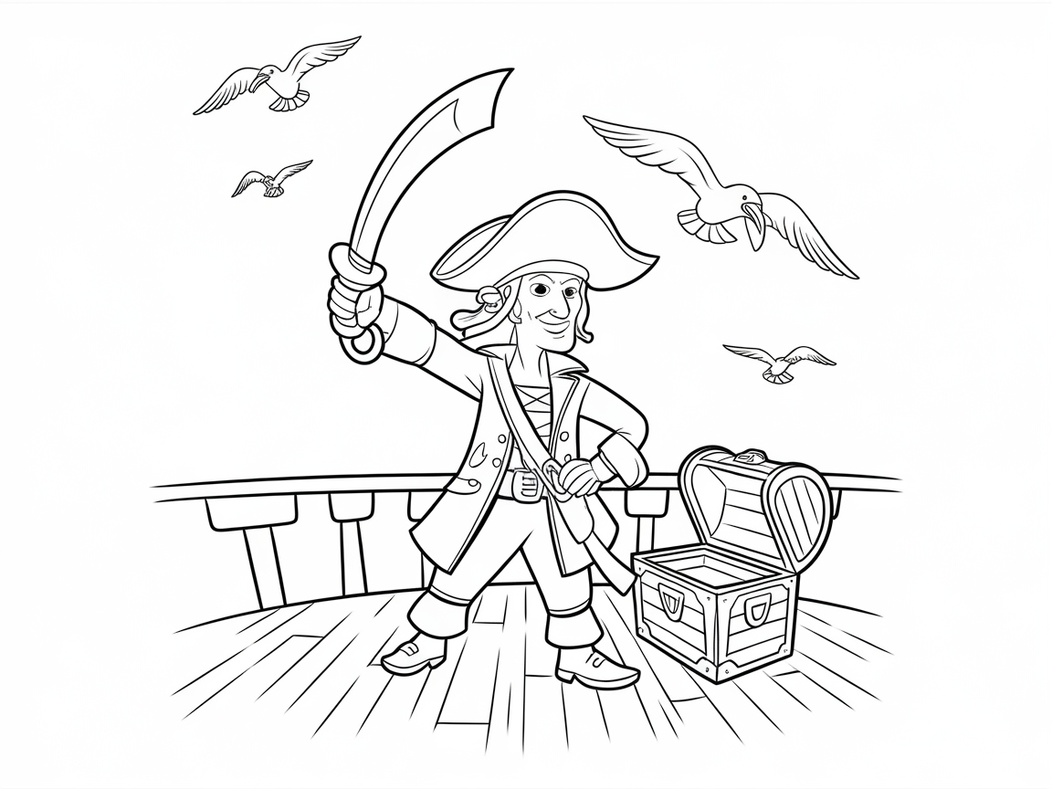 Adventure on the High Seas: Pirate and Treasure Scene