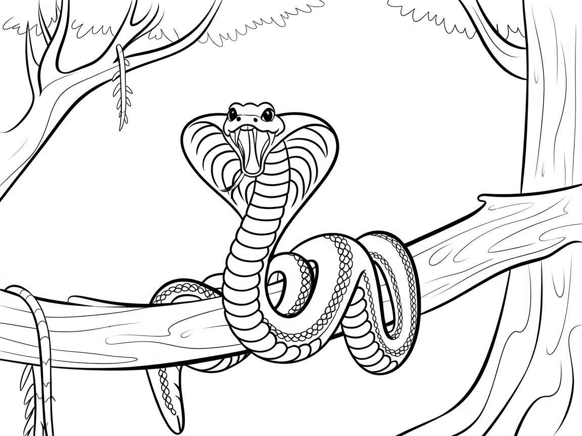 Color the Dramatic Scene of a Jungle Cobra