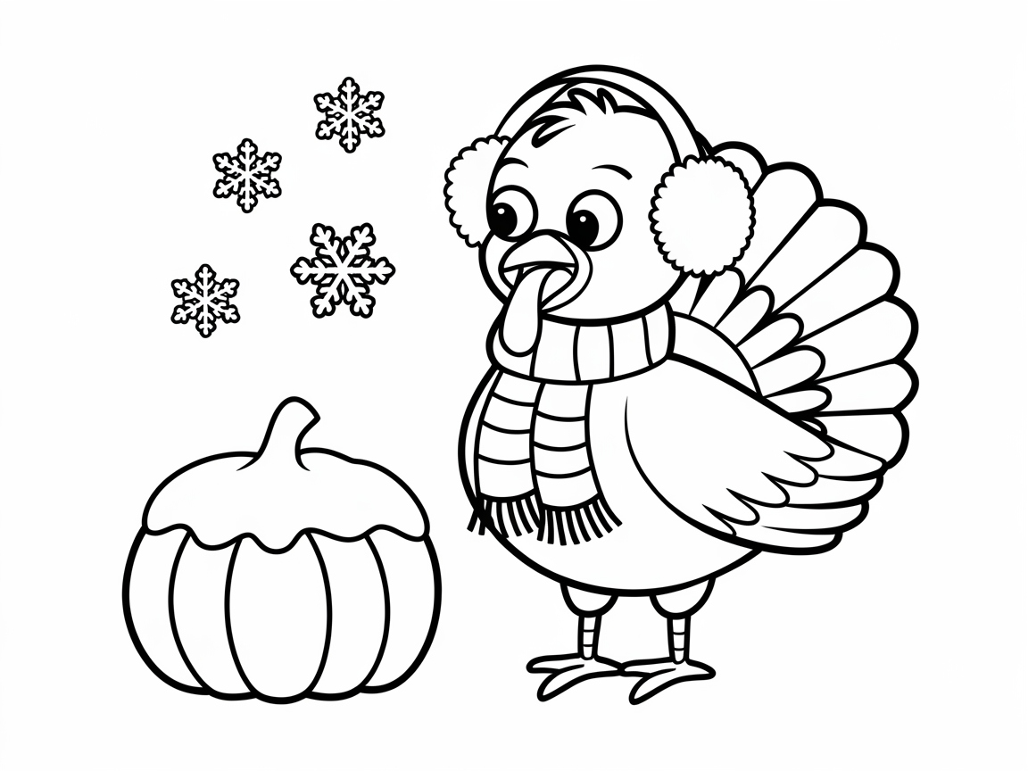 Bundle Up with This Cozy Turkey Coloring Page