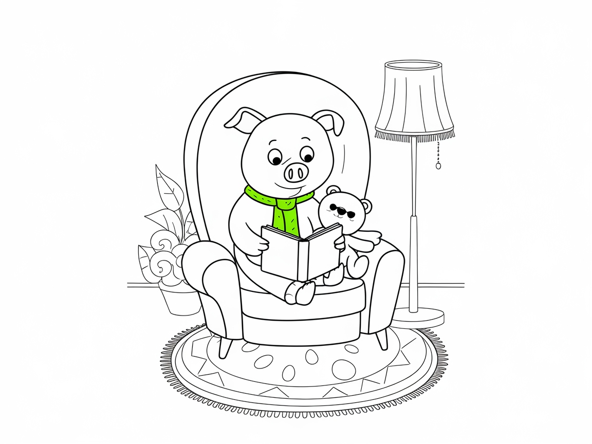 Cozy Reading Time with Piggy and Teddy