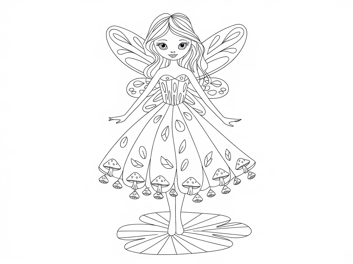 Embrace the Magic with This Fairy Forest Dress Coloring Page