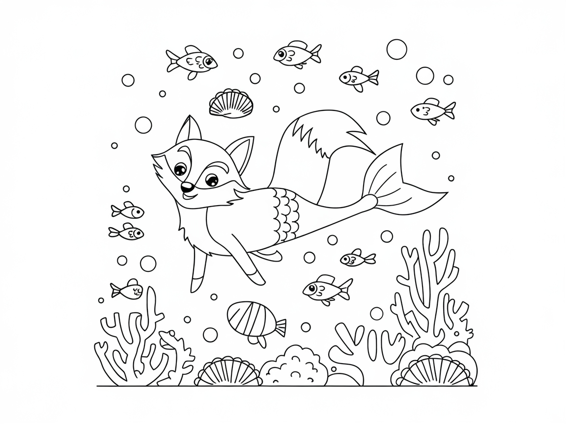Mermaid Fox in an Underwater Fantasy