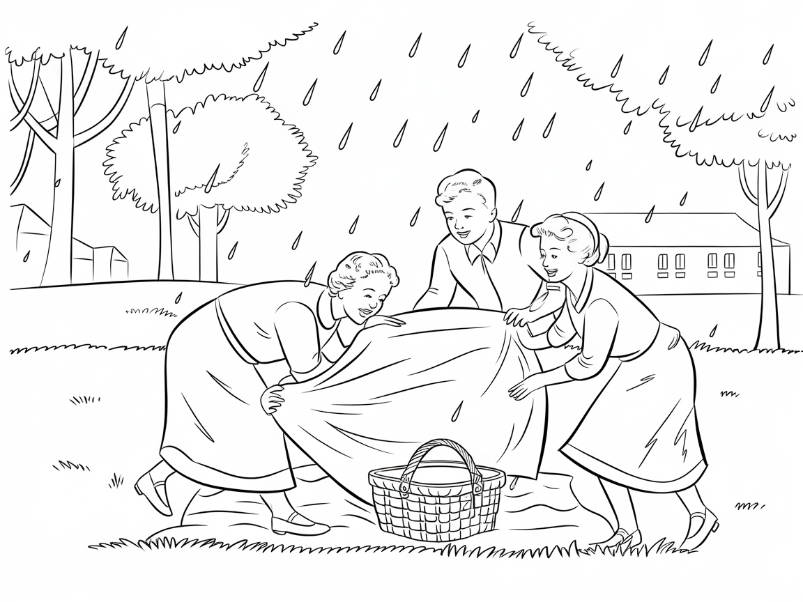Capture the Moment: Gathering a Picnic in the Rain