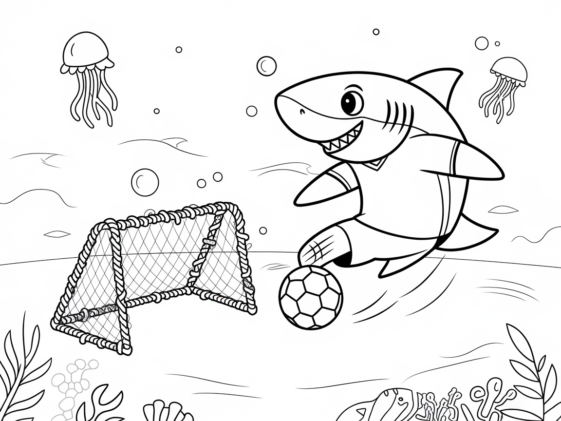 Score Big with This Soccer Shark Coloring Page