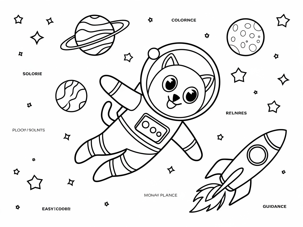 Blast Off With This Cosmic Cat Coloring Adventure