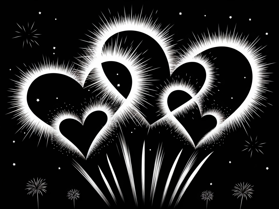 Bursting Hearts in a Night Sky