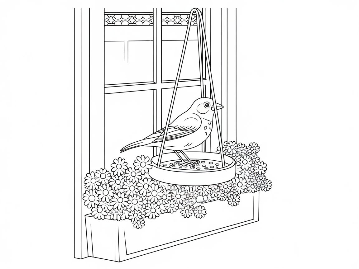 Bring This Charming Window Bird Feeder Scene to Life