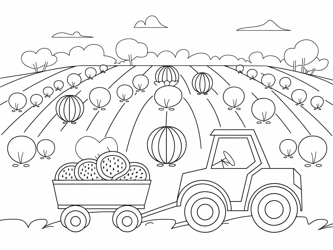 Farm Fresh Fun: Watermelon Harvest Scene