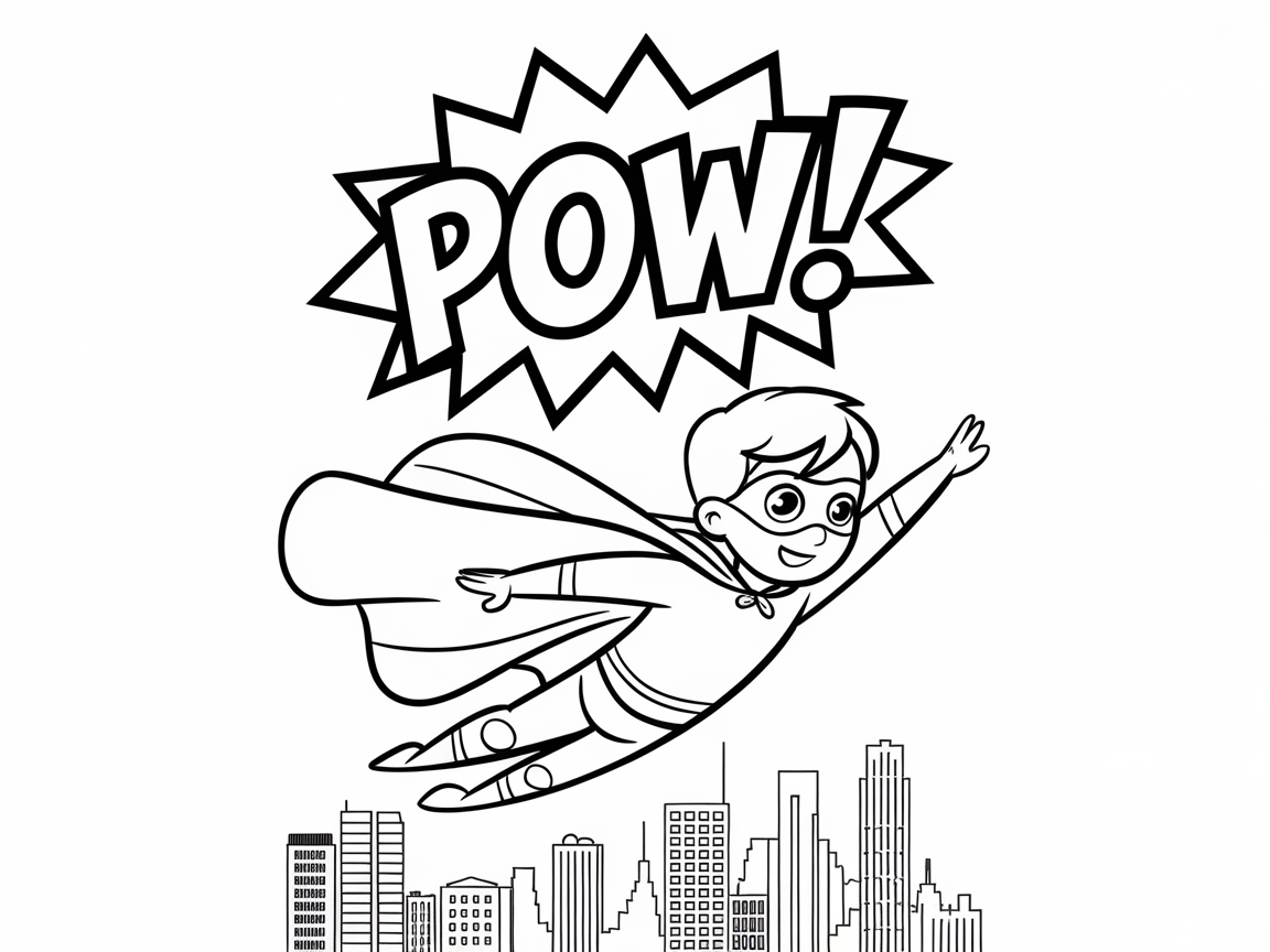 Superhero Soars Over the Cityscape