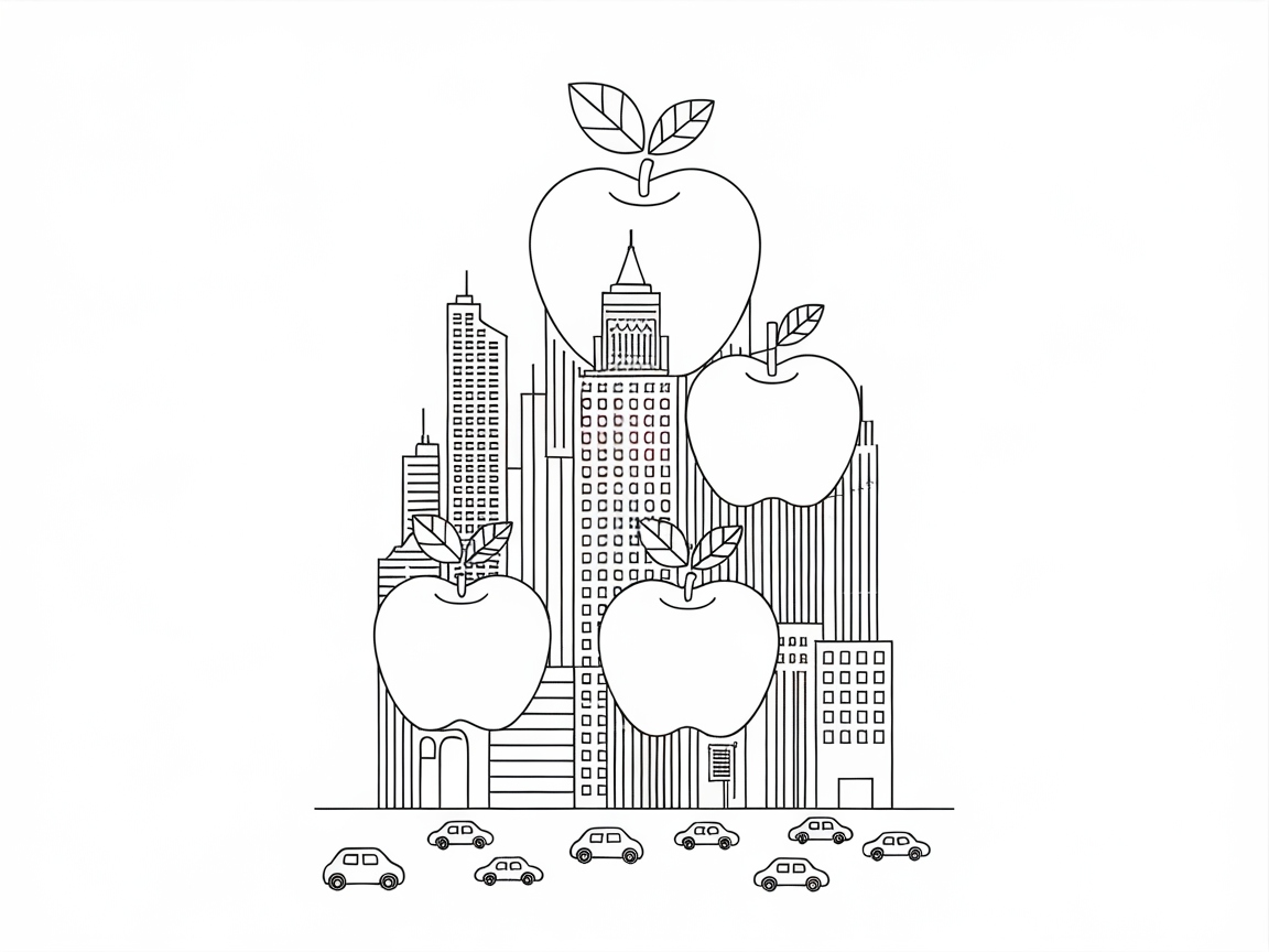 Apples in the City: A Urban Coloring Adventure