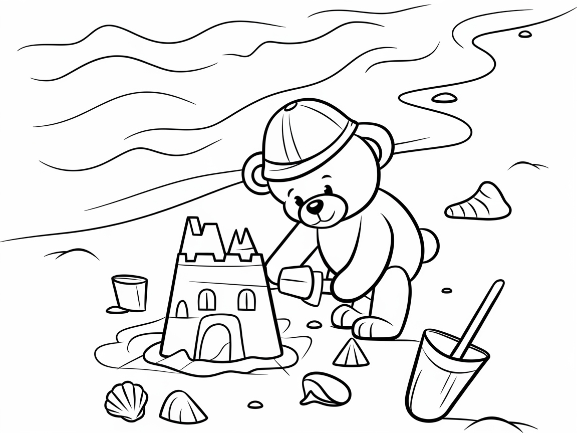 Build Sandcastles with This Beachy Teddy Bear Scene