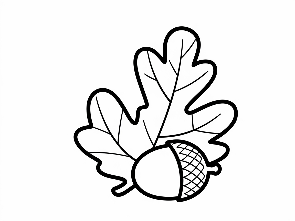 Color the Classic Acorn and Oak Leaf Scene