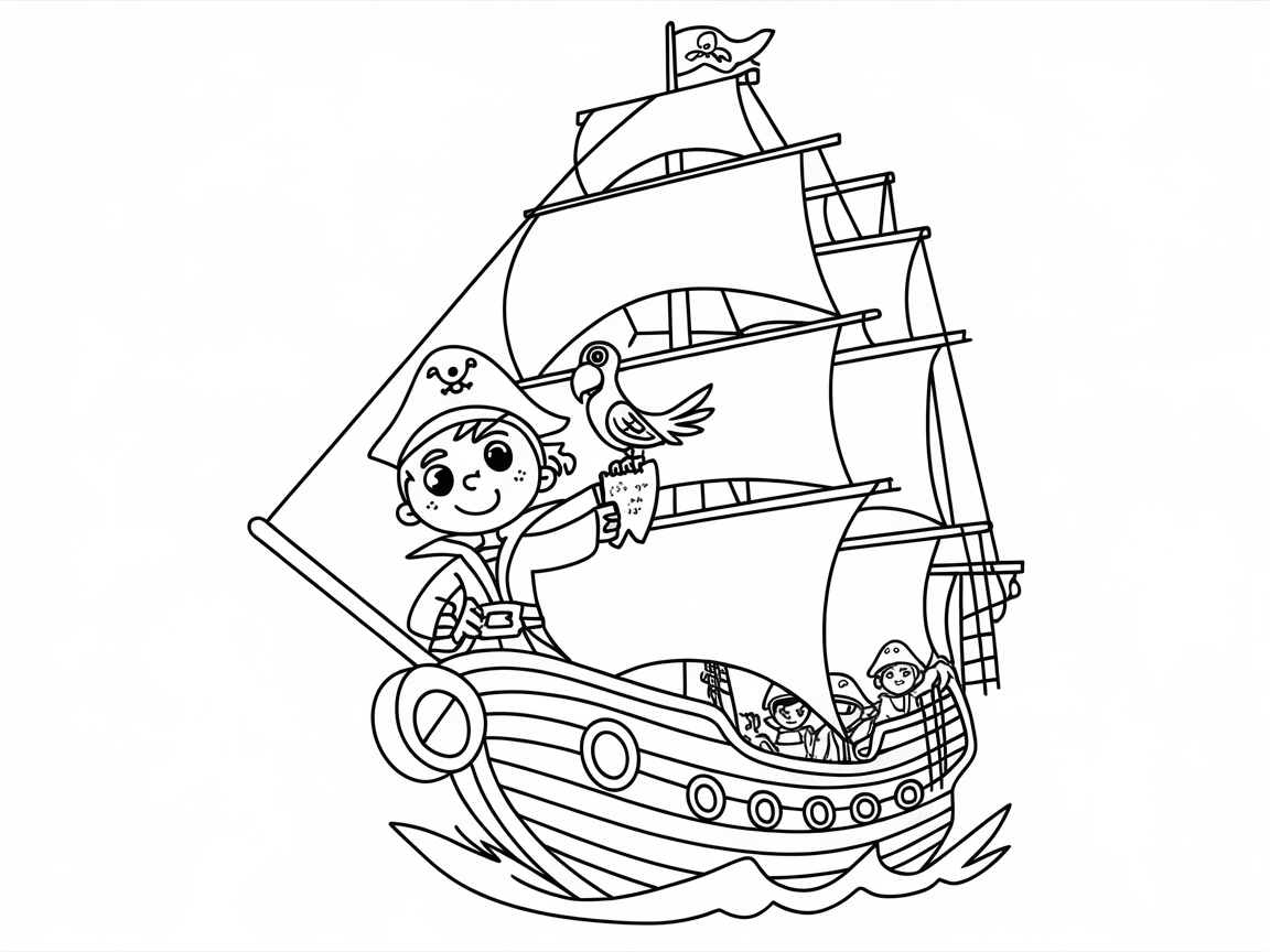 Set Sail: Pirate Adventure Coloring Page