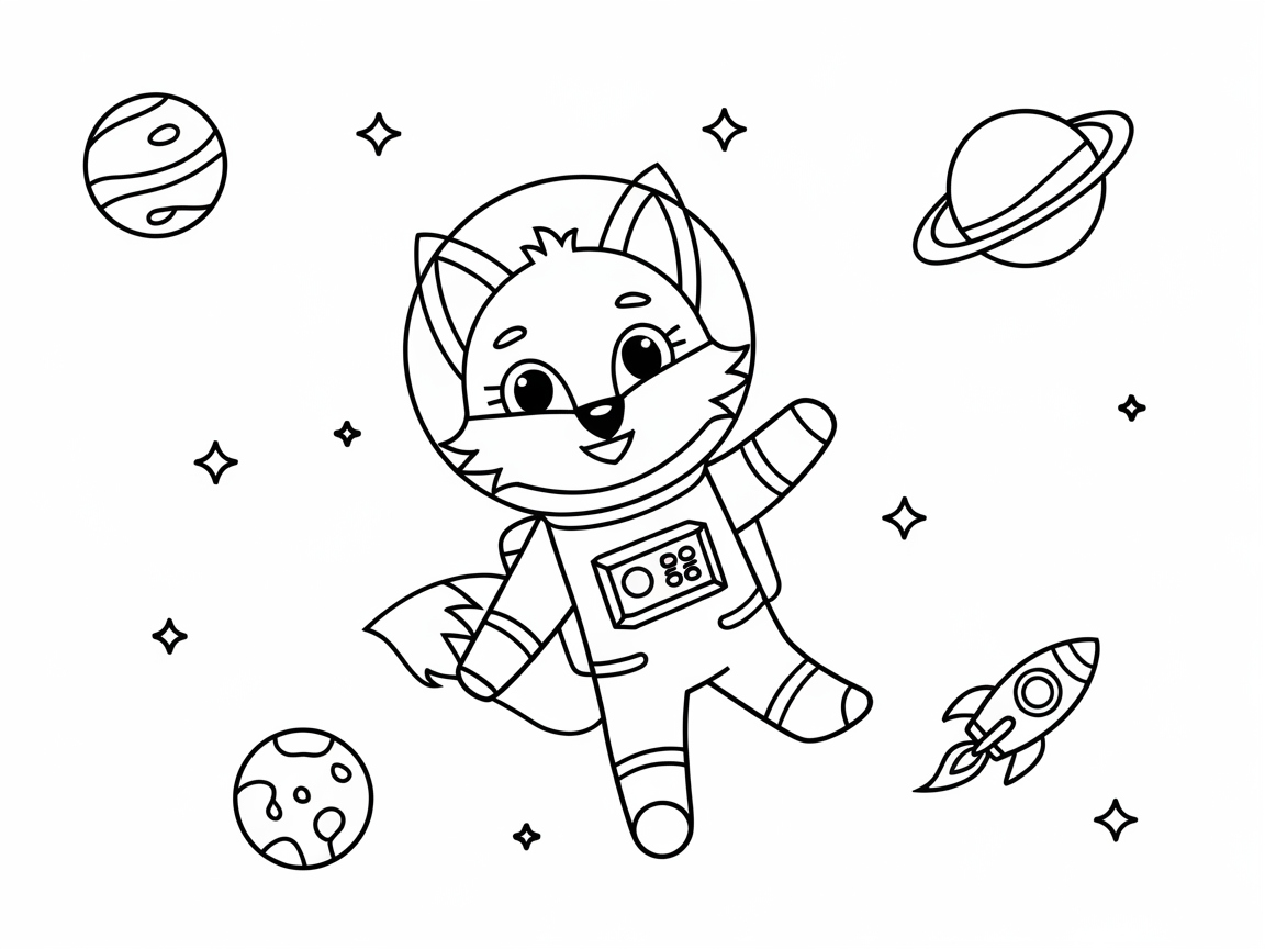 Space Adventure with an Adorable Astronaut Fox