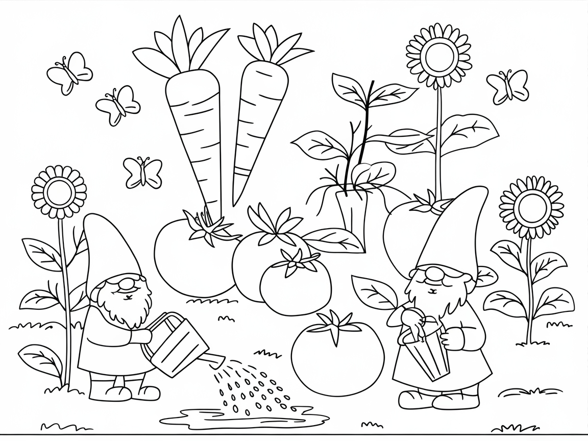 Charming Garden Gnome Coloring Page