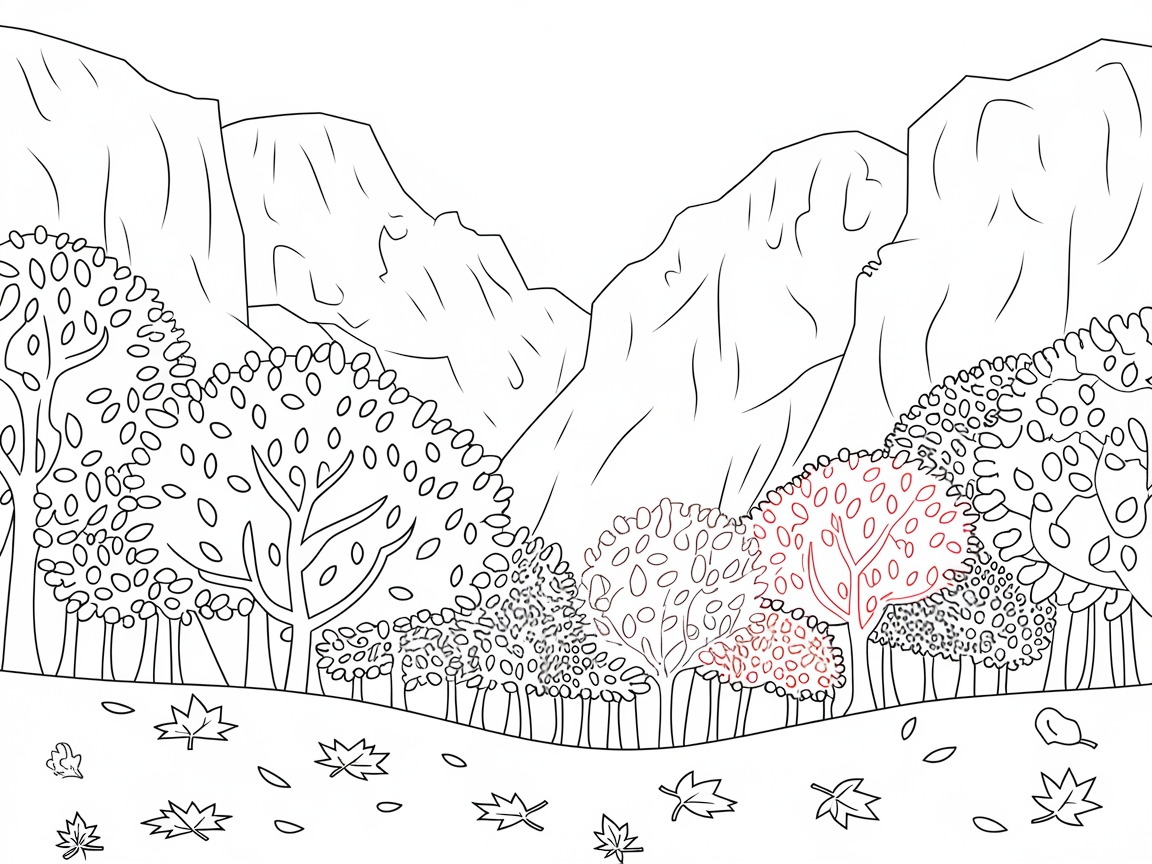 Whimsical Woodland Valley Coloring Page