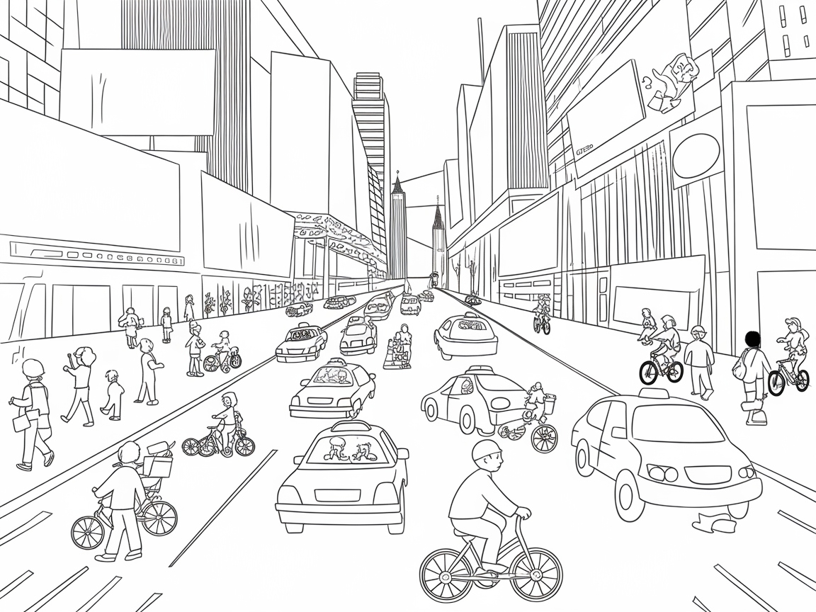 Bustling City Street Coloring Adventure