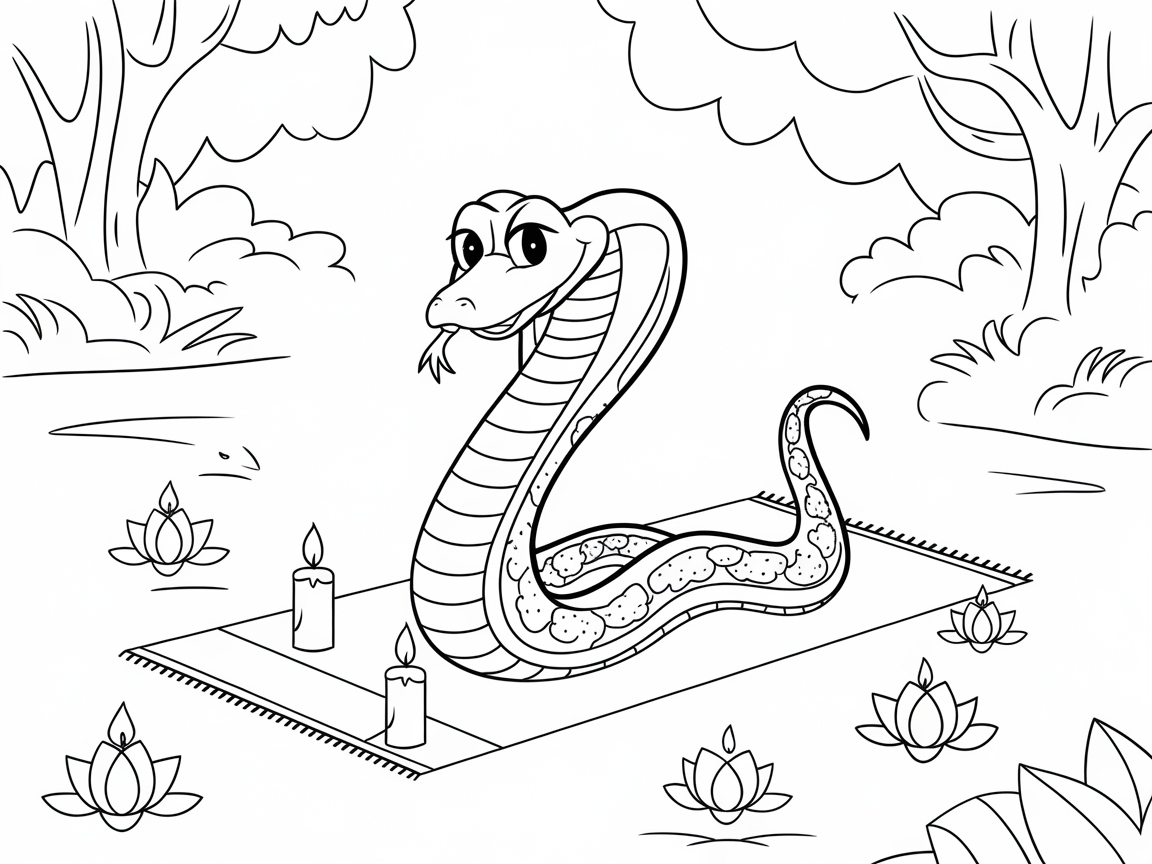 Meditative Moments with This Serene Cobra Coloring Page