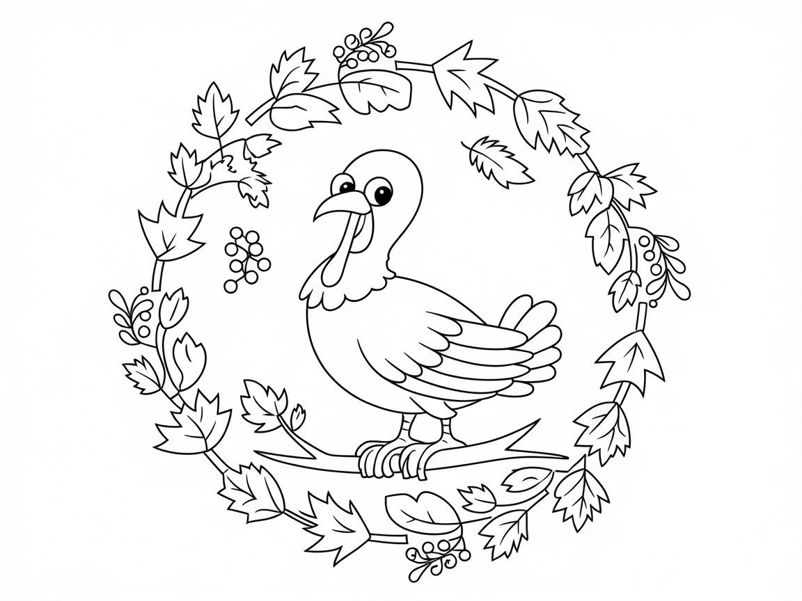 Bring Autumn to Life with This Turkey and Leaf Wreath