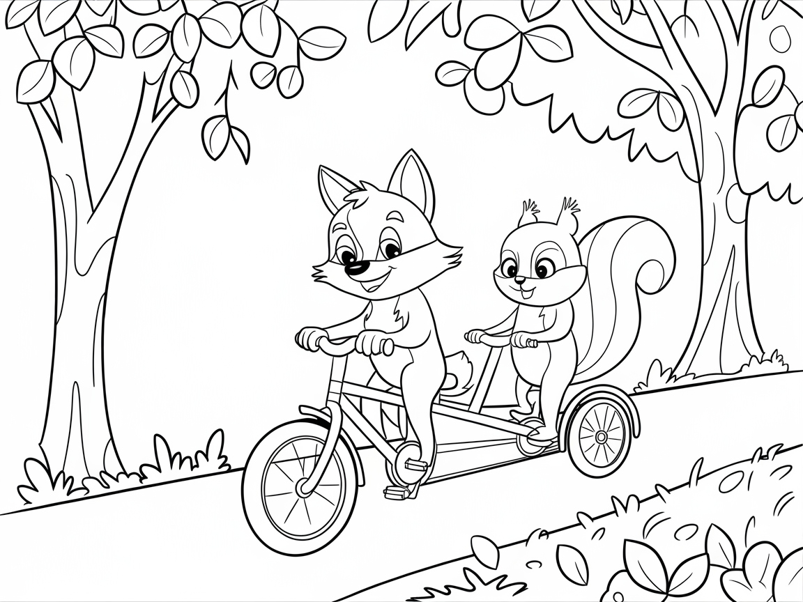 Tandem Adventure with Fox and Squirrel
