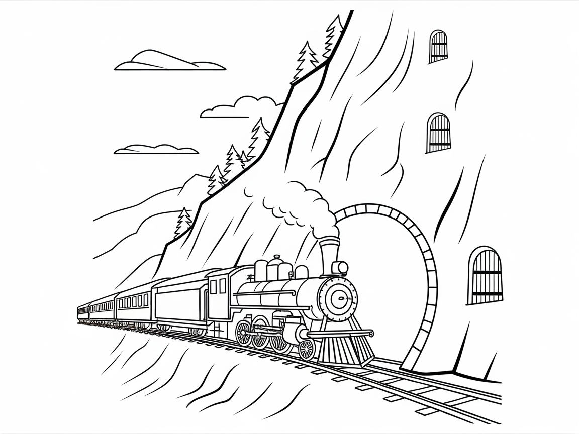 Chugging Through the Mountains: Train Tunnel Adventure