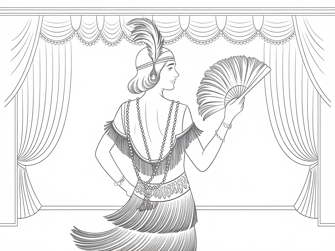 Step Back in Time with This Glamorous Flapper Coloring Page