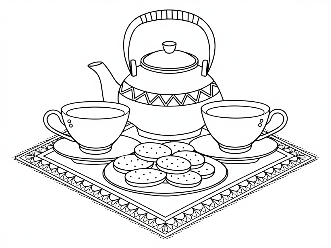 Tea Time Delight: Color This Charming Teapot Scene