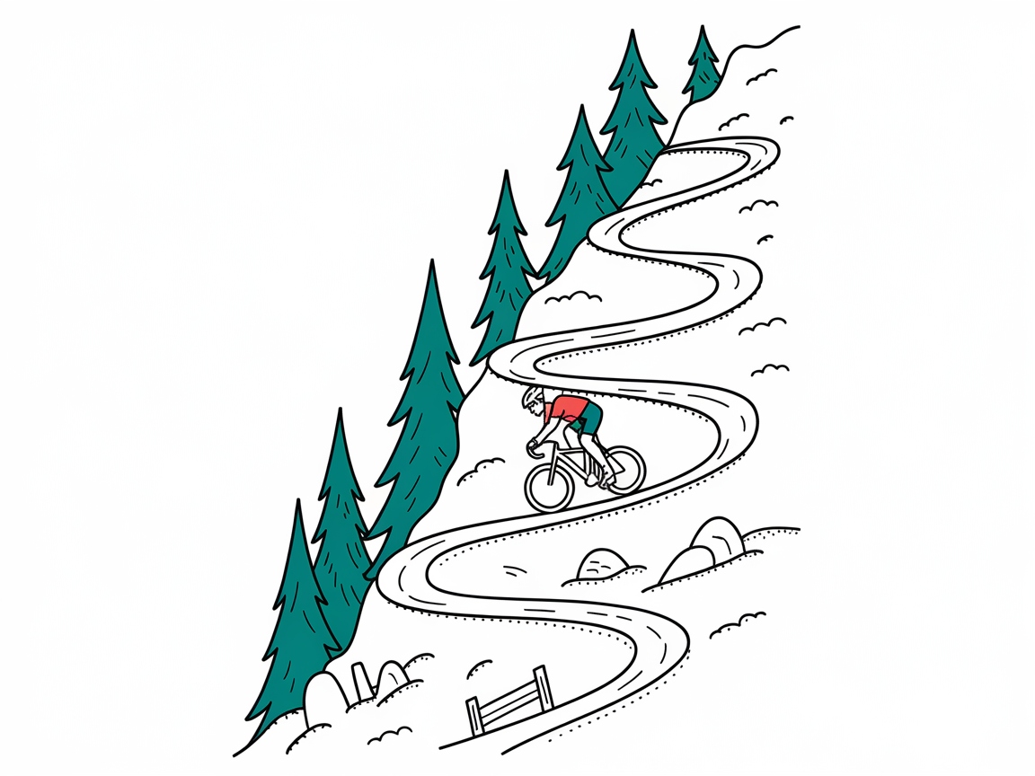 Cycling Adventure on a Winding Mountain Path