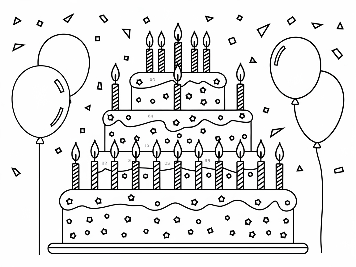 Celebrate in Color With This Festive Birthday Cake Page