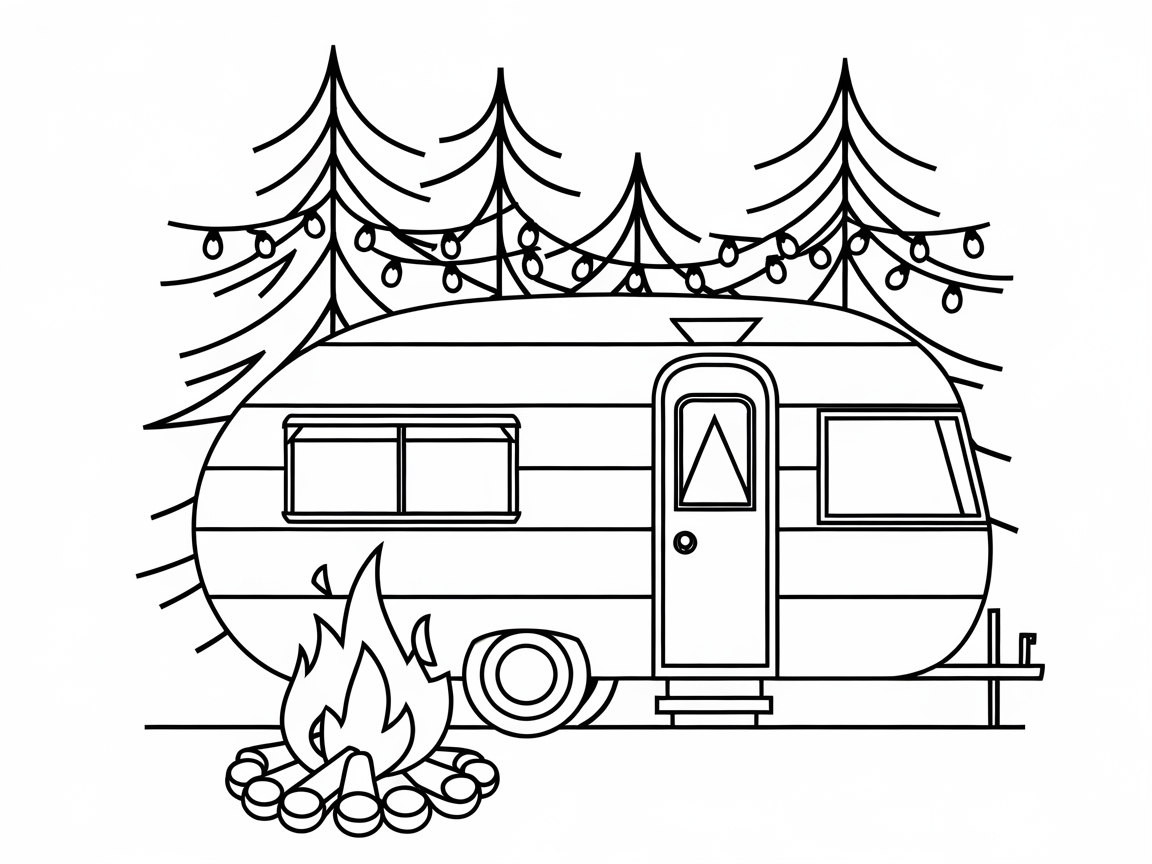 Embark on a Cozy Camping Adventure with This Retro Camper Coloring Page