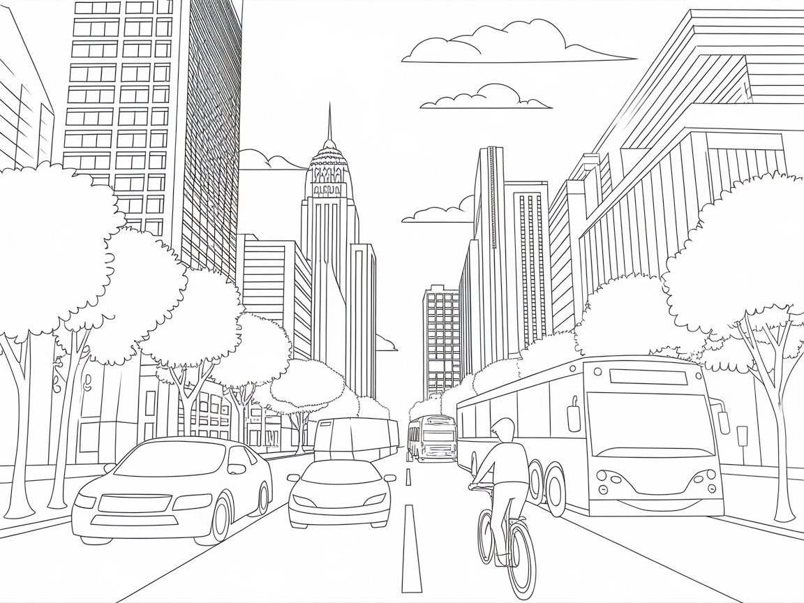Navigate the Bustling City Streets with This Urban Scene