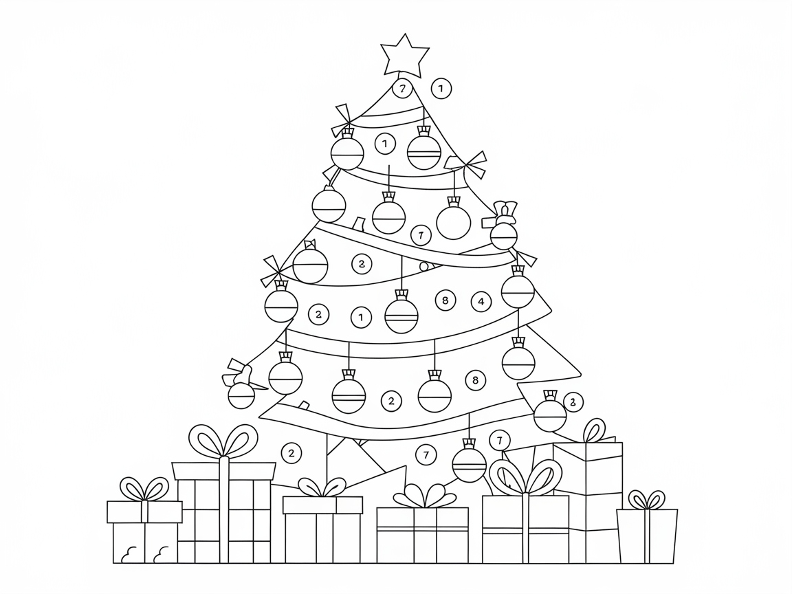 Decorate a Festive Christmas Tree with Numbered Ornaments