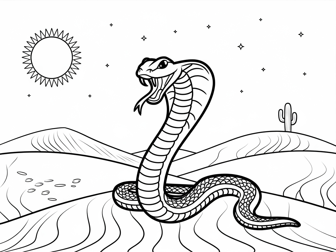 Dive into the Desert with This Striking Cobra Coloring Page