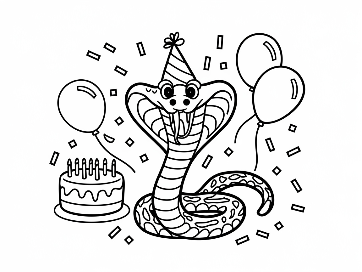 Celebrate with This Party-Ready Cobra Coloring Page