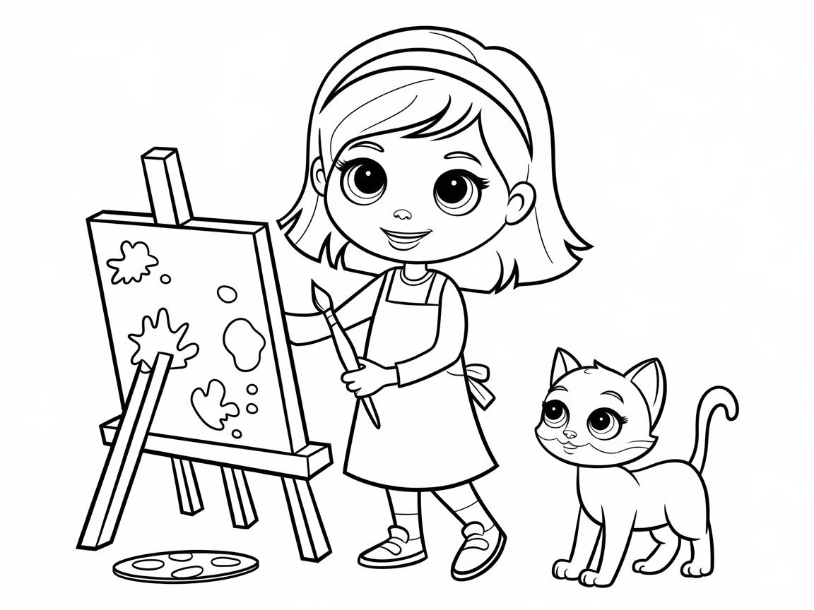 Create Artistic Magic with This Young Painter and Her Cat