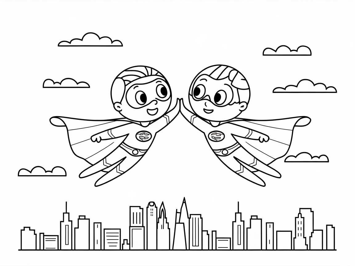 High-Flying Superhero Buddies
