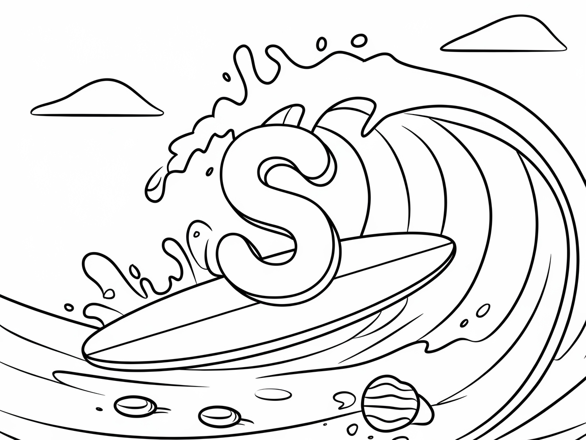 Catch the Wave with This Surfing S Coloring Page