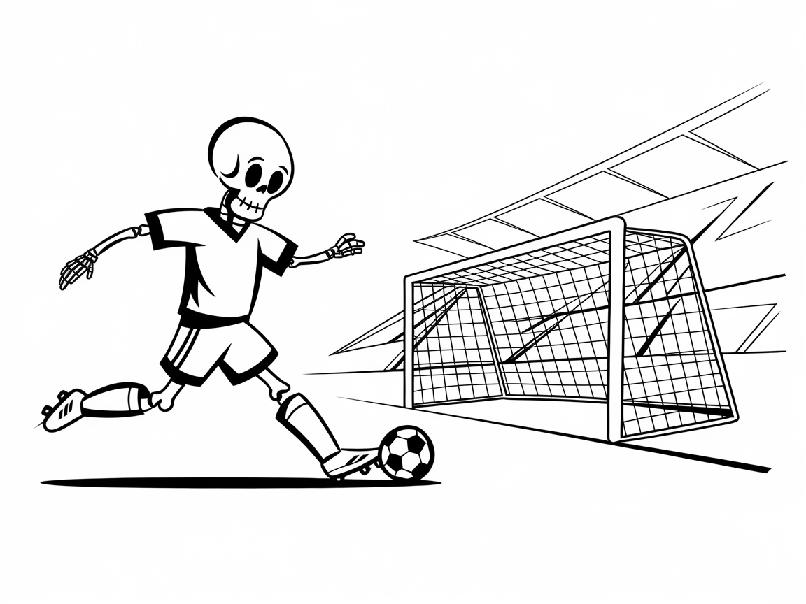 Score Big with This Soccer Skeleton Coloring Page