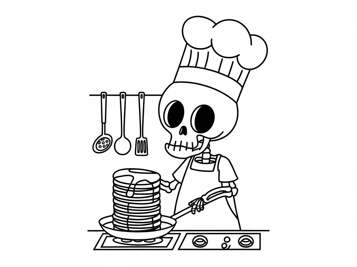 Flip for Fun with This Pancake-Loving Skeleton Chief