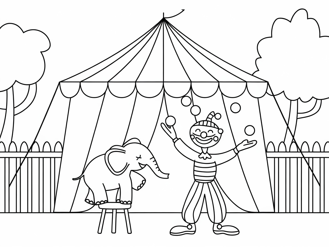 Step Right Up to This Circus Fun Coloring Page
