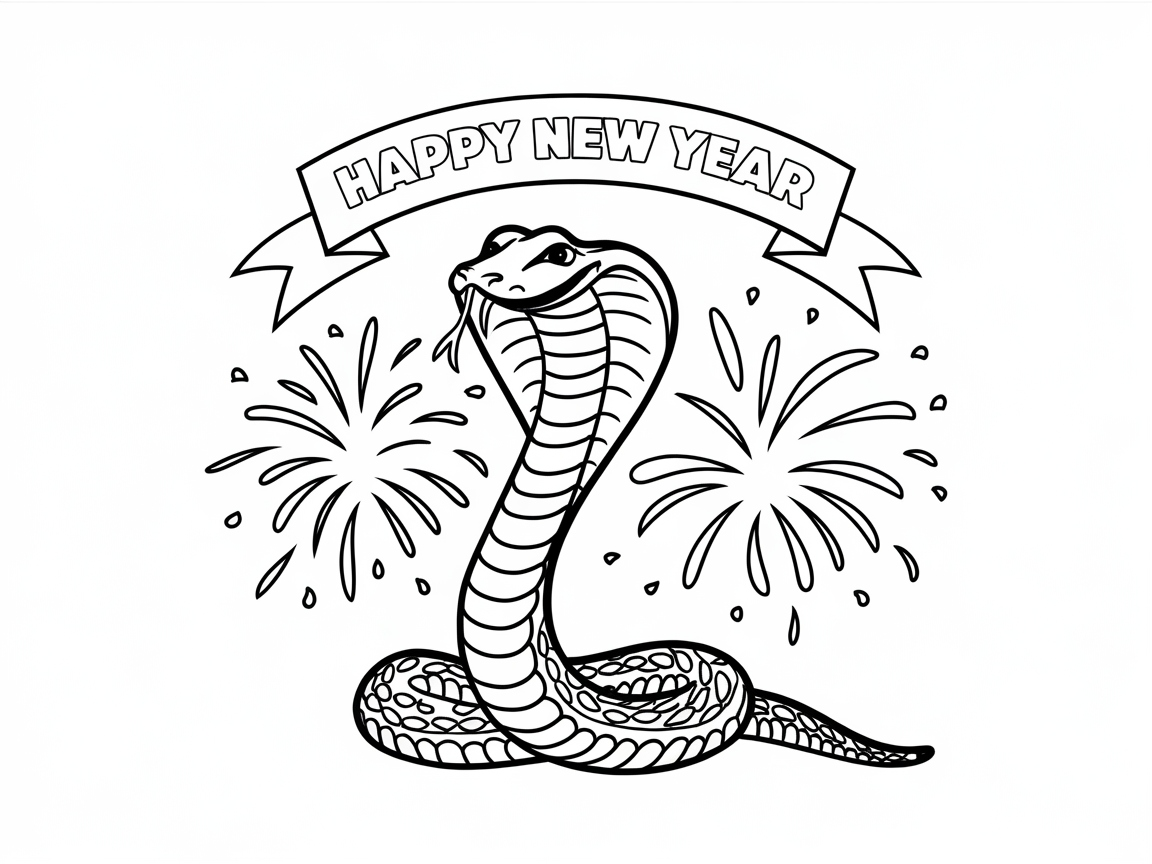 Celebrate the New Year with This Festive Cobra Coloring Page