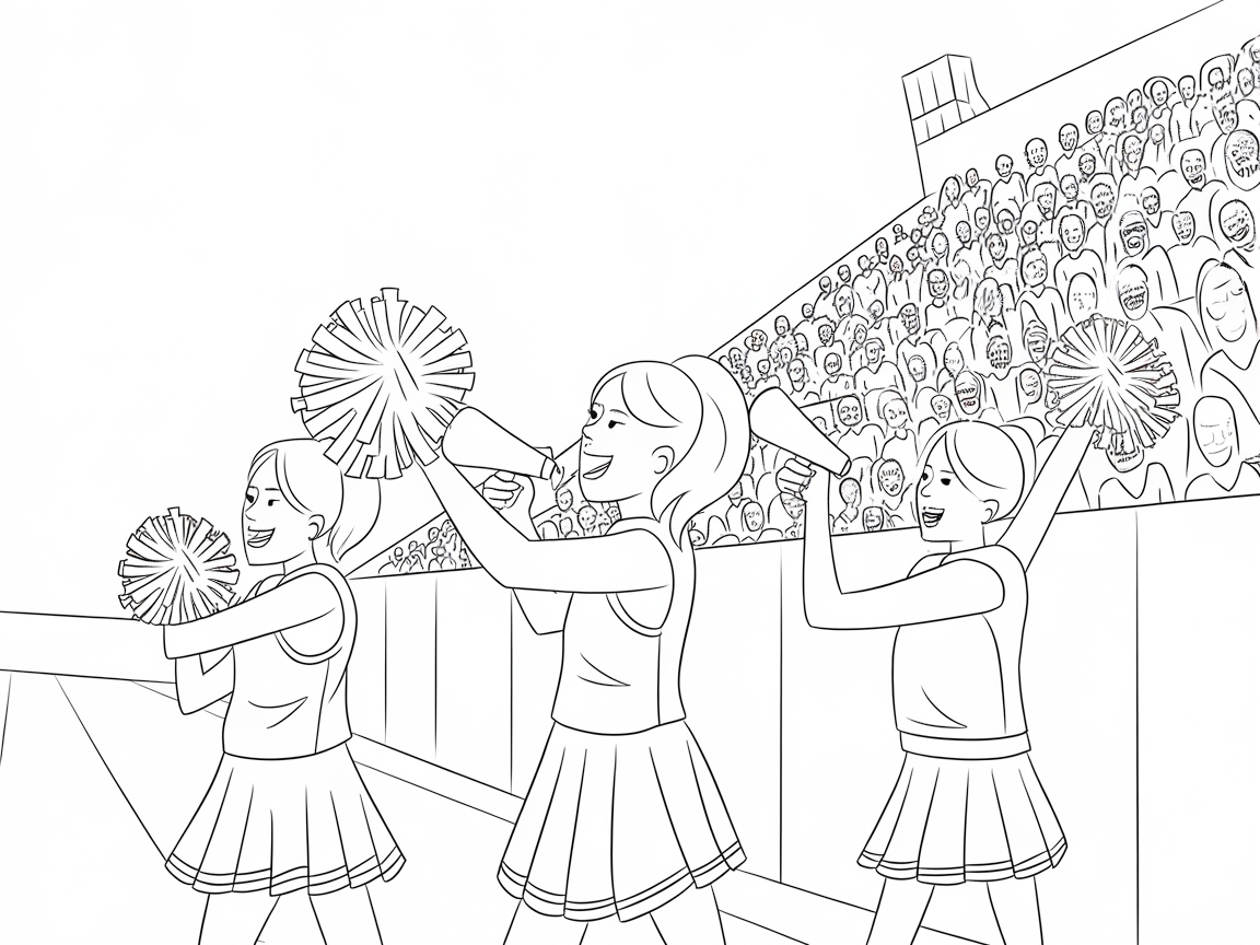 Cheerleaders in Action: Color the Excitement of Game Day